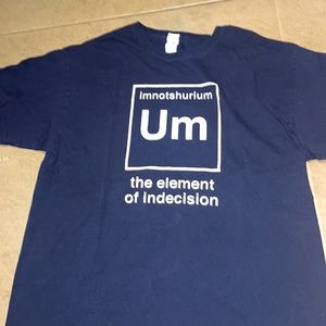 Funny, graphic T-shirt. Navy blue.